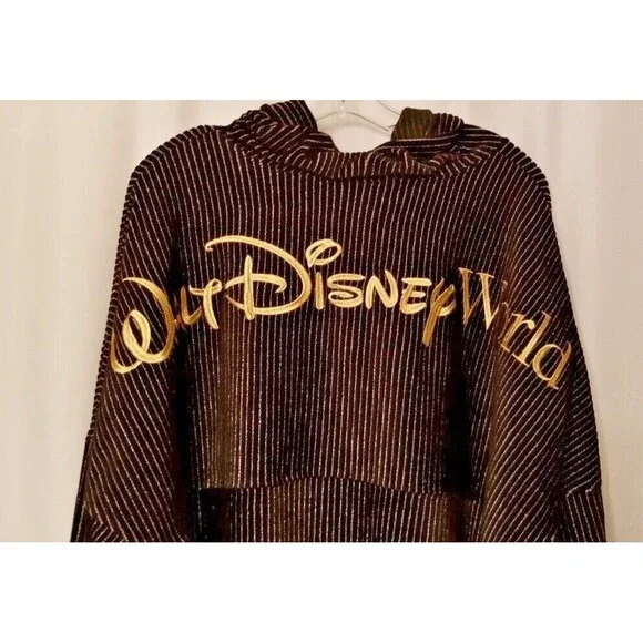 DisneyHoodie 50th Anniversary Spirit Black + Metallic Gold Stripe NEW TAGS XL